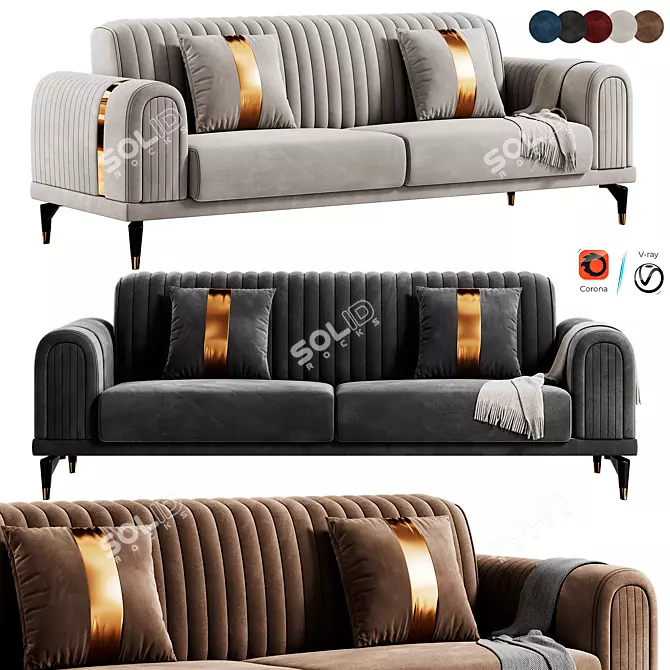 Luxury Italian 3D Sofa Model 3D model image 1