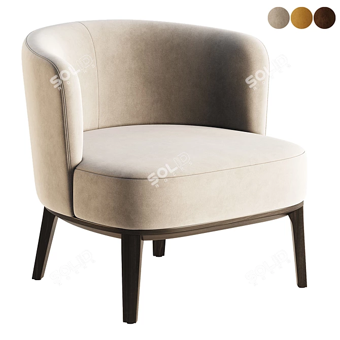 Modern Upholstered Fabric Easy Chair 3D model image 1