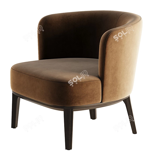 Modern Upholstered Fabric Easy Chair 3D model image 5