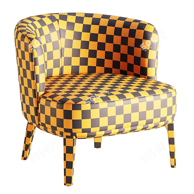 Modern Upholstered Fabric Easy Chair 3D model image 7