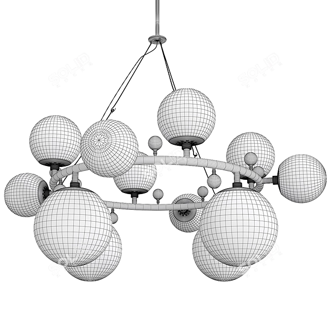 Elegant Troon Round Chandelier 3D model image 3