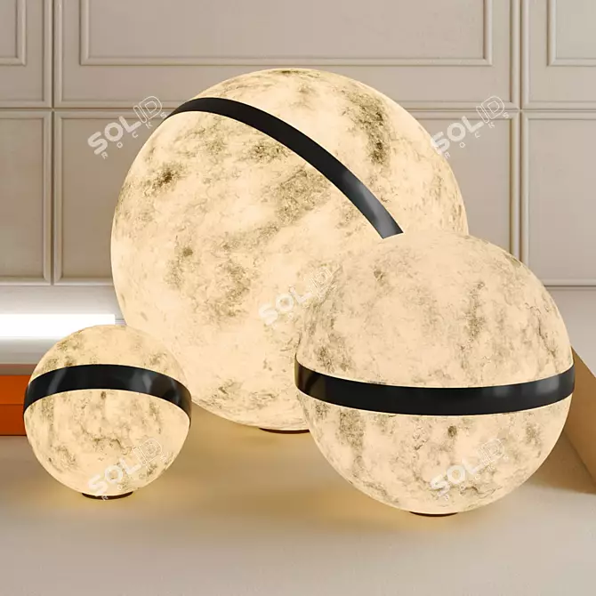 Lunar Glow Resin Moon Sphere 3D model image 2