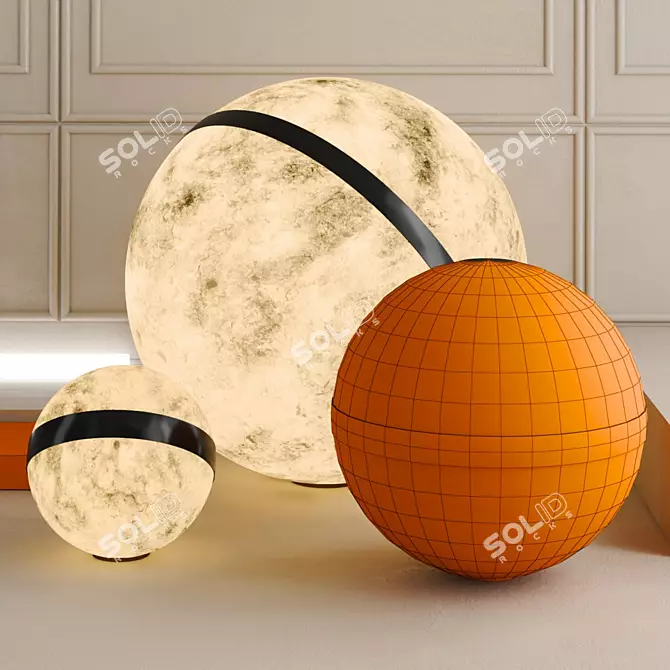 Lunar Glow Resin Moon Sphere 3D model image 3