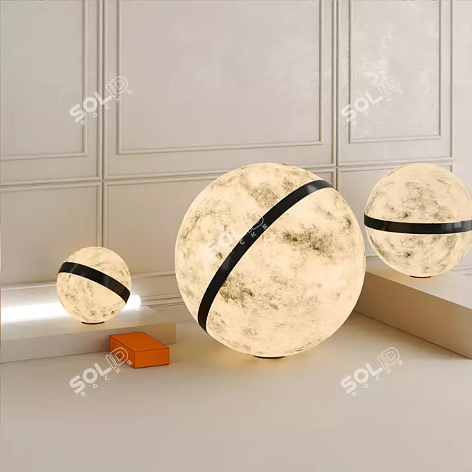 Lunar Glow Resin Moon Sphere 3D model image 4