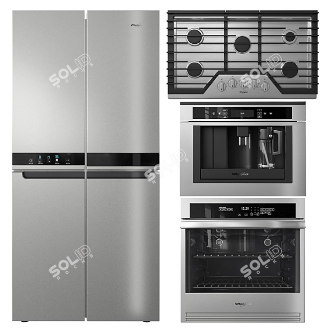 Whirlpool Kitchen Appliance Set 3D model image 1