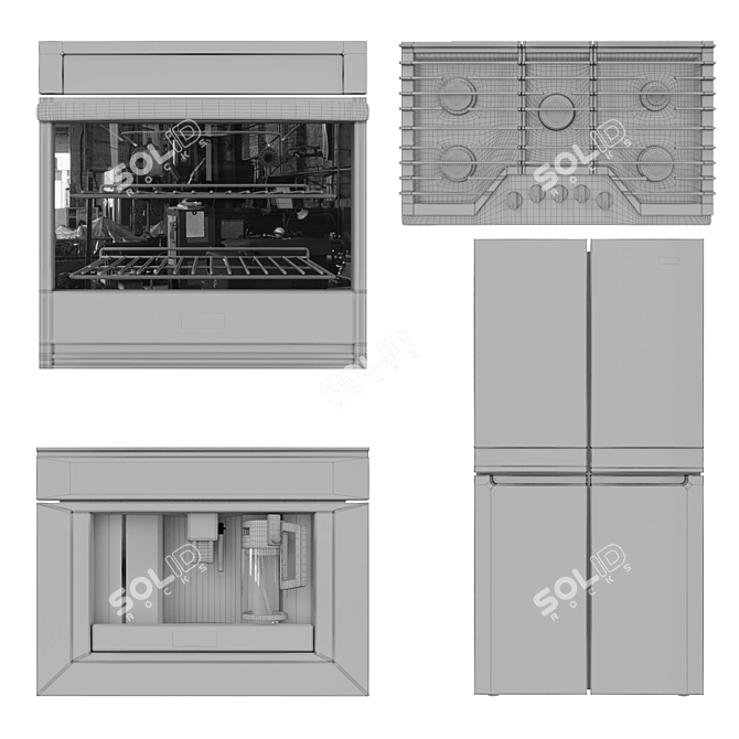 Whirlpool Kitchen Appliance Set 3D model image 7