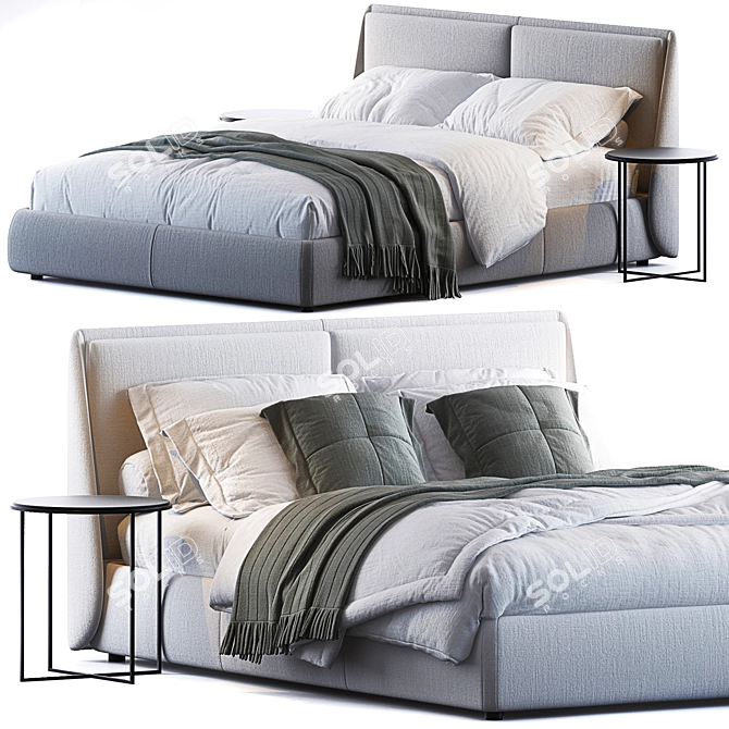 Sleek Contemporary Bed Design 3D model image 1