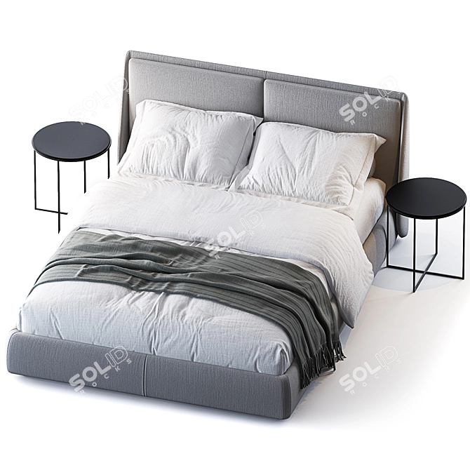 Sleek Contemporary Bed Design 3D model image 2