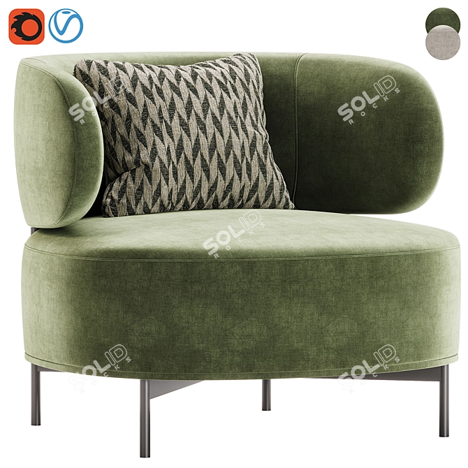 Modern Akiko Lounge Armchair Set 3D model image 2