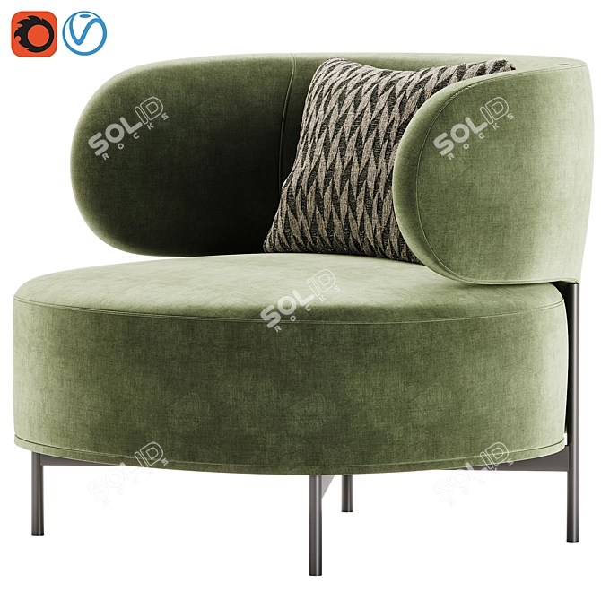 Modern Akiko Lounge Armchair Set 3D model image 3