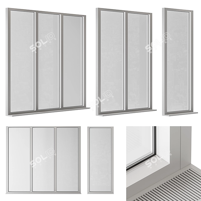 Small White Frame Windows 18 3D model image 1