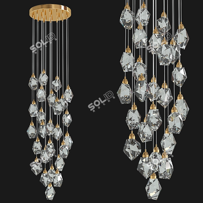 Diamond Crystal Chandelier Staircase Living 3D model image 1