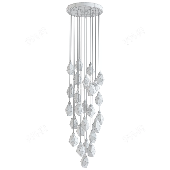 Diamond Crystal Chandelier Staircase Living 3D model image 2