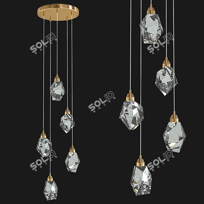 Diamond Crystal Chandelier Luxurious Lighting 3D model image 1