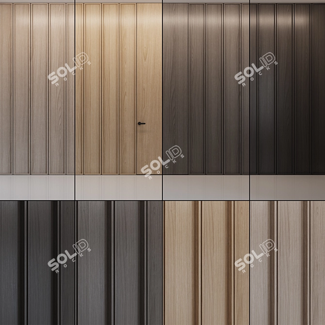 Wood Veneer Wall Panels 3D model image 1