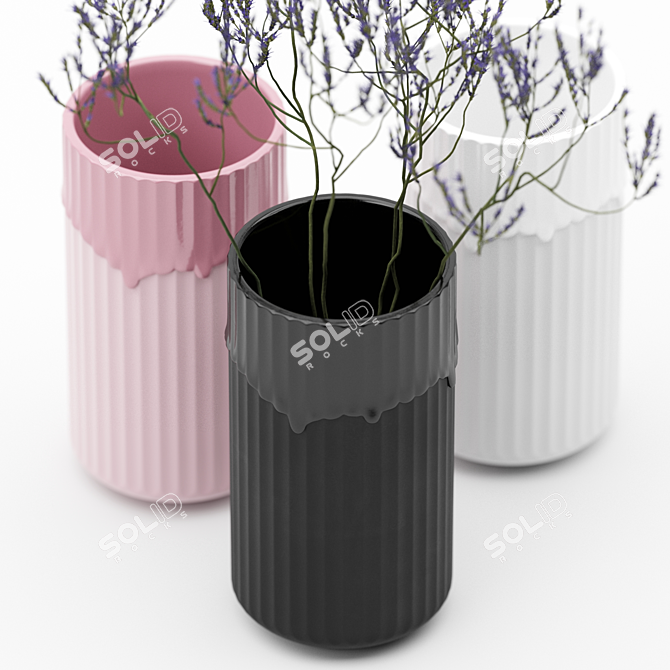 Lyngby Glaze Vase Trio 3D model image 2