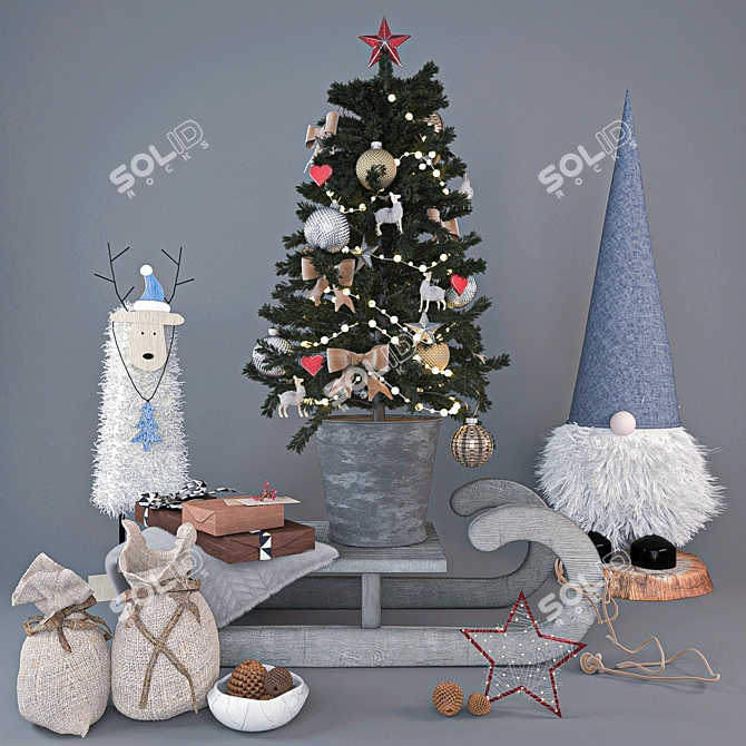 Festive Deco Set with Vray 3D model image 1