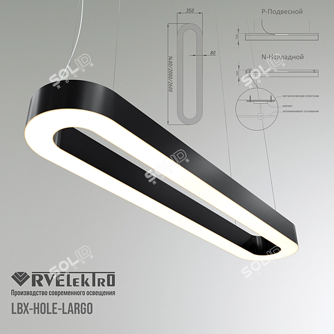 Oval LED Pendant Light Fixture 3D model image 3