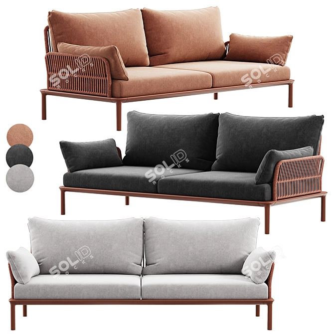 Sleek Reva Twist Sofa Model 3D model image 1