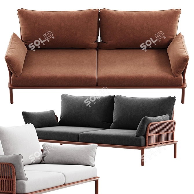 Sleek Reva Twist Sofa Model 3D model image 2