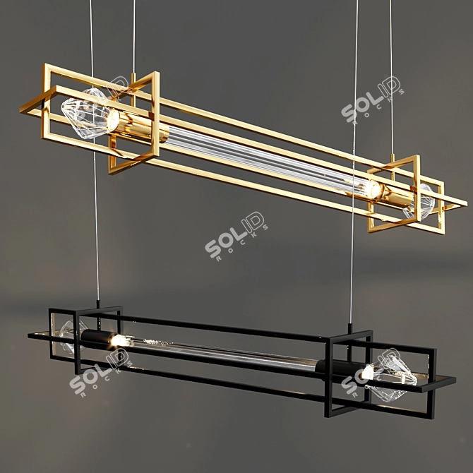  Sleek LED Linear Chandelier Design 3D model image 2