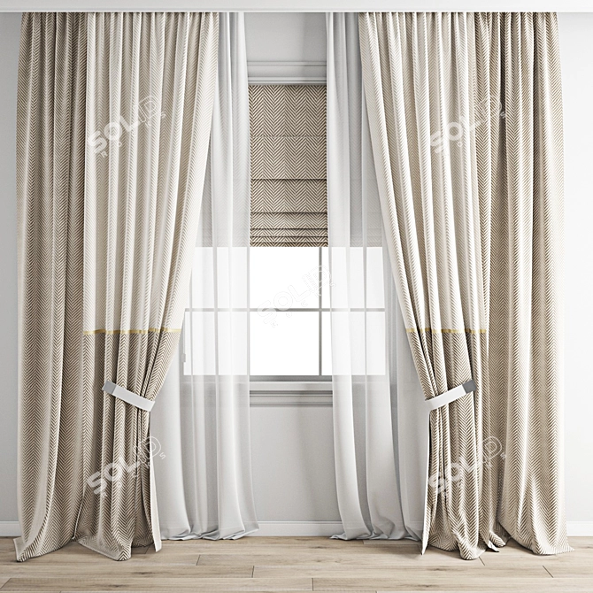 Polygonal Curtain 3D Model Kit 3D model image 1