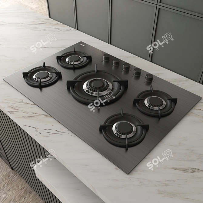 Modern Kitchen Set with Appliances 3D model image 6