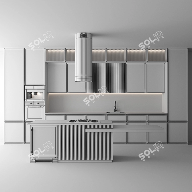 Modern Kitchen Set with Appliances 3D model image 7