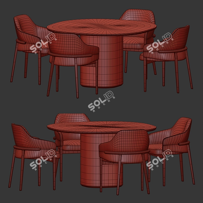 Elegant Velvet Dining Set 08 3D model image 2