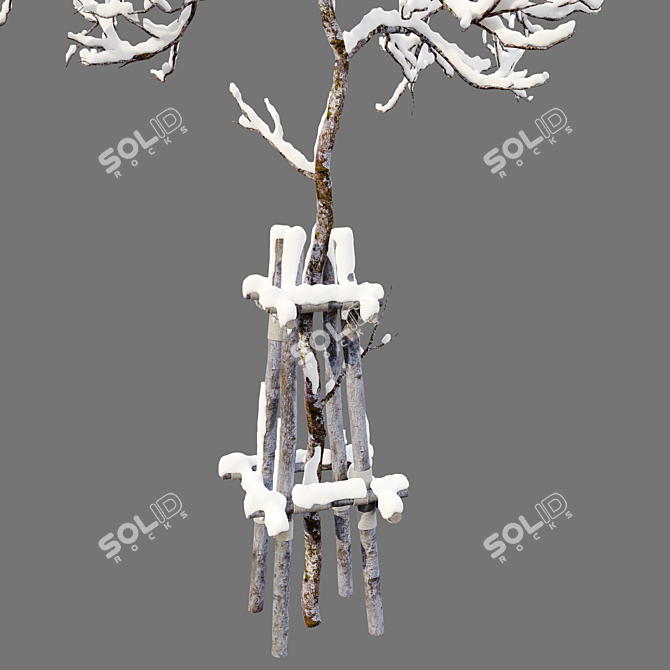 Frosty Winter Young Trees 3D model image 4