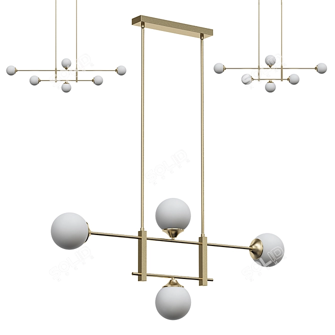 Two-tiered Glass Pendant Lighting 3D model image 1