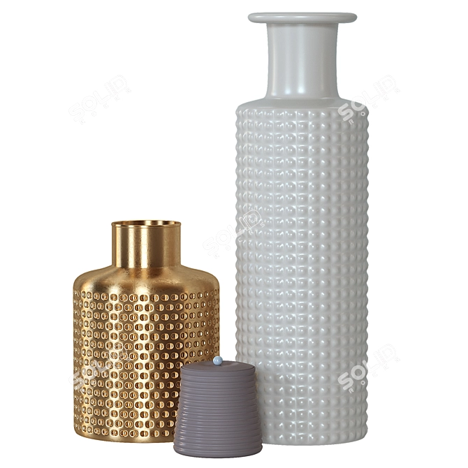 Modern Decorative Metal and Ceramic Vases 3D model image 1