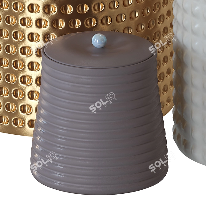 Modern Decorative Metal and Ceramic Vases 3D model image 2