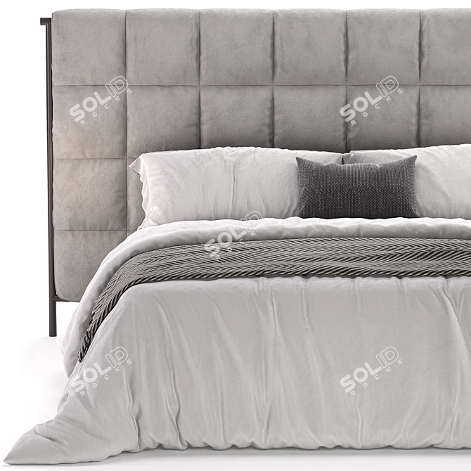 Natuzzi Ema White Leather Bed 3D model image 4