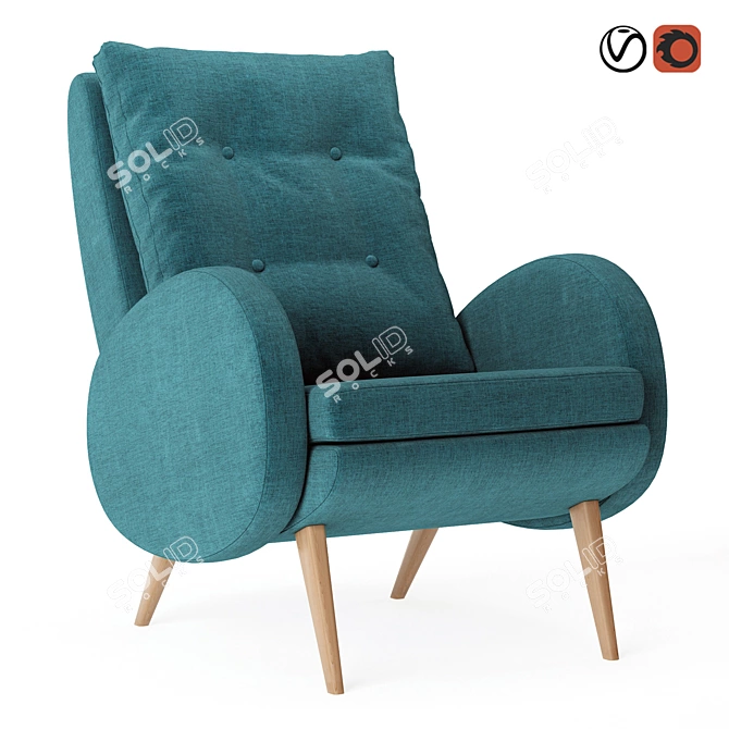 Elegant Baltic Chair with Wood Legs 3D model image 1