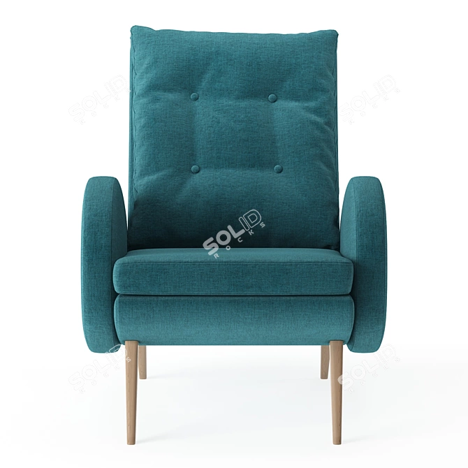 Elegant Baltic Chair with Wood Legs 3D model image 2