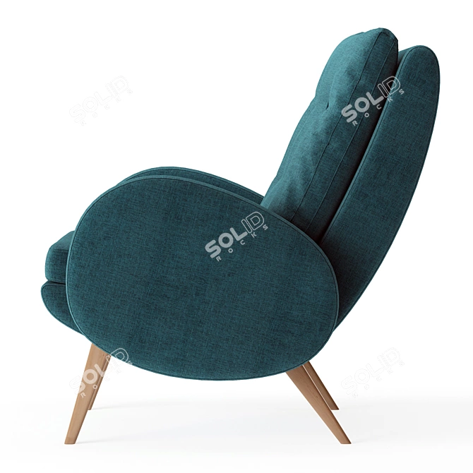 Elegant Baltic Chair with Wood Legs 3D model image 3