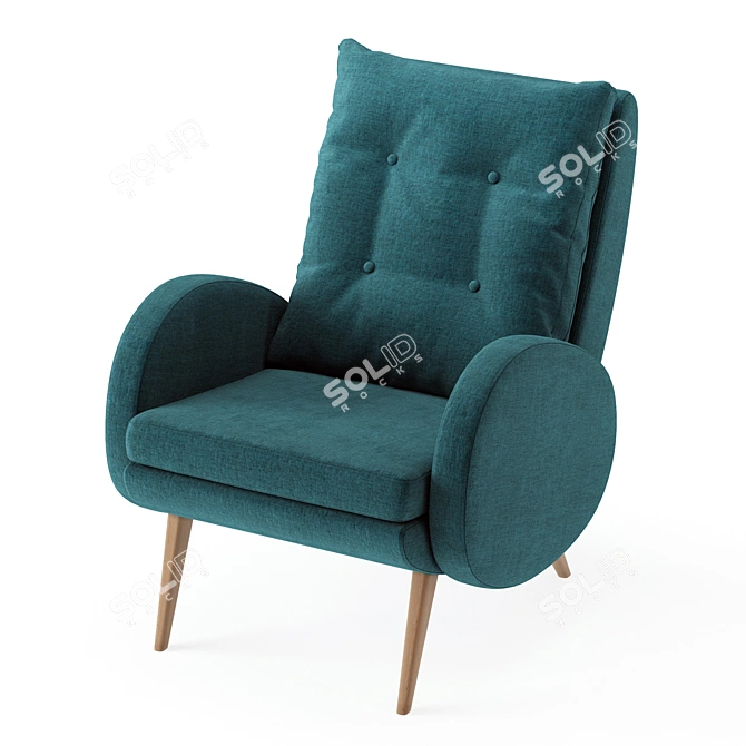 Elegant Baltic Chair with Wood Legs 3D model image 5