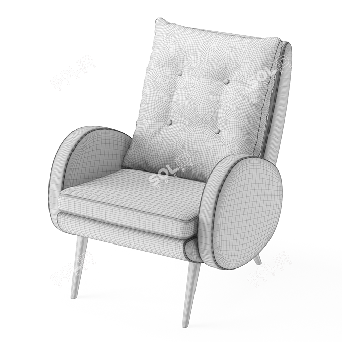 Elegant Baltic Chair with Wood Legs 3D model image 7