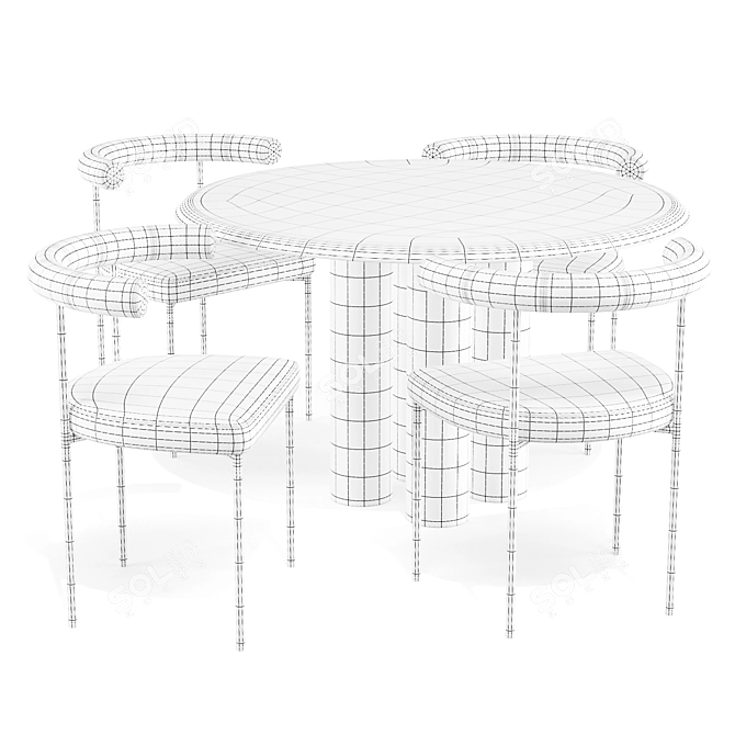 Modern Scandinavian Dining Set "Islets & Kashmir 3D model image 5