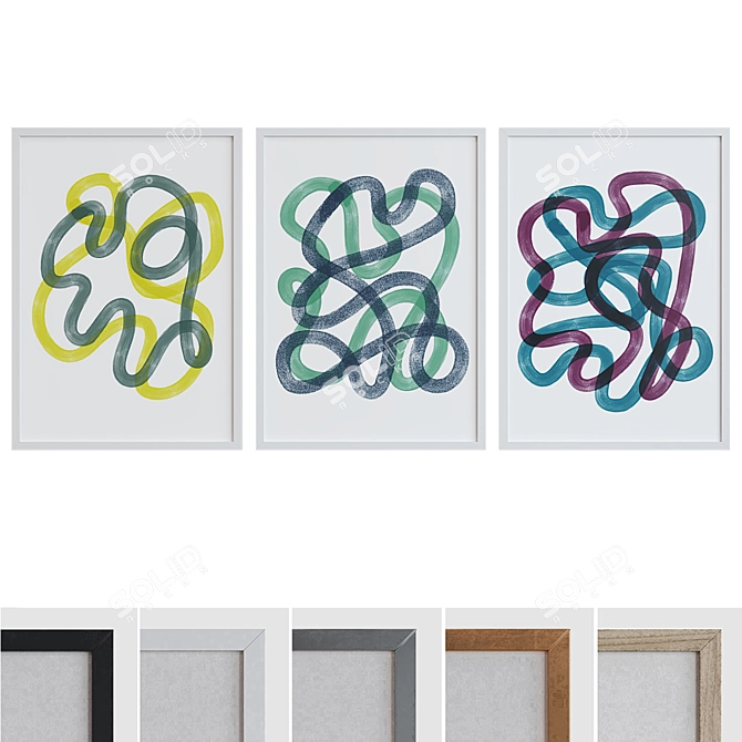 Modern Abstract Line Picture Frames 3D model image 7