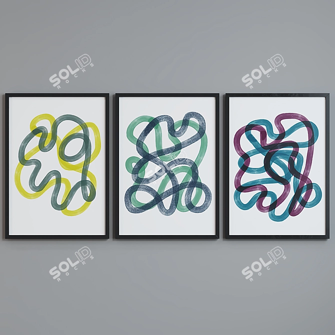 Modern Abstract Line Picture Frames 3D model image 1