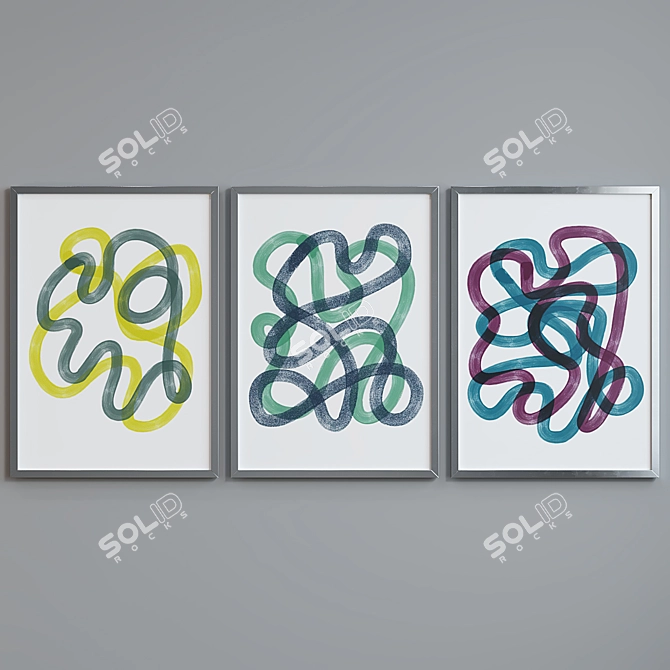 Modern Abstract Line Picture Frames 3D model image 2