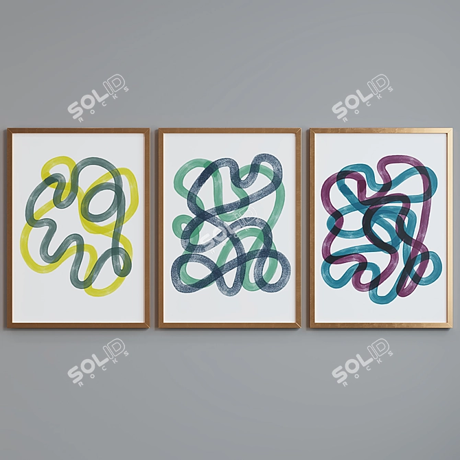 Modern Abstract Line Picture Frames 3D model image 3