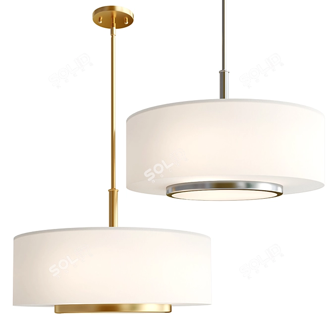 Modern Silk Pendant Light Fixture 3D model image 1