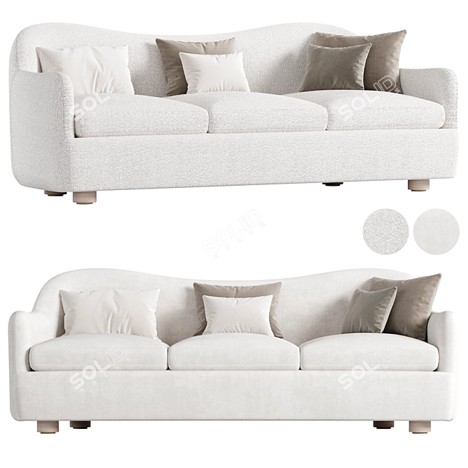 Chic Cream Boucle Sofa, 88K+ polys 3D model image 1
