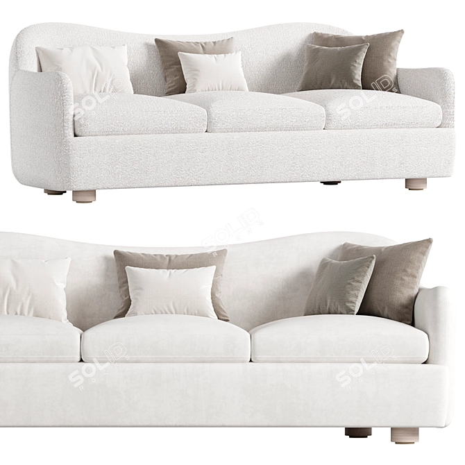 Chic Cream Boucle Sofa, 88K+ polys 3D model image 2