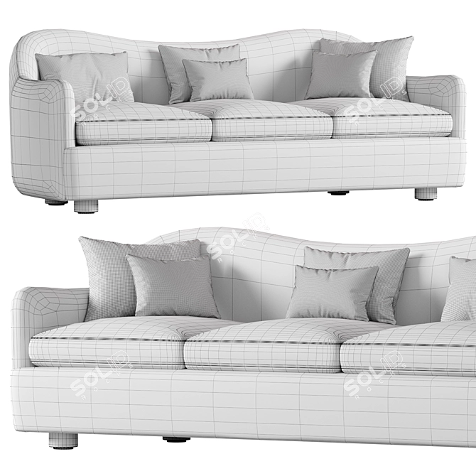 Chic Cream Boucle Sofa, 88K+ polys 3D model image 3