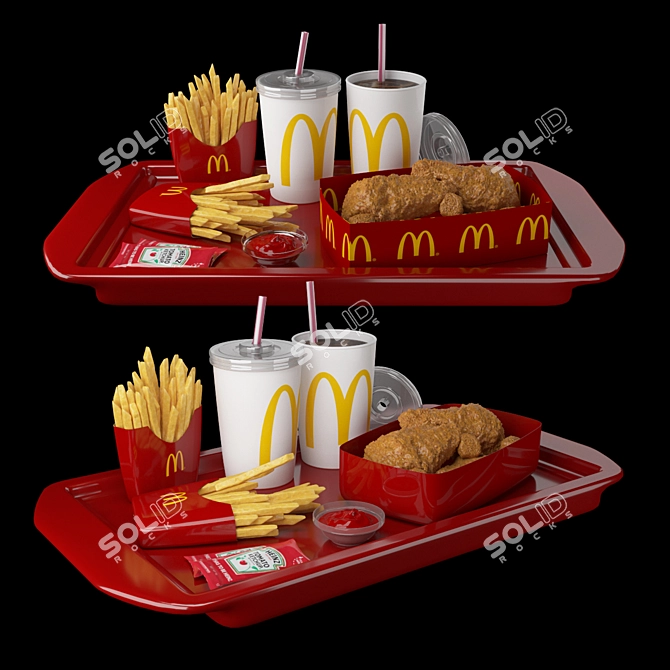 Mcdonald's Food Tray 3D Model 3D model image 1