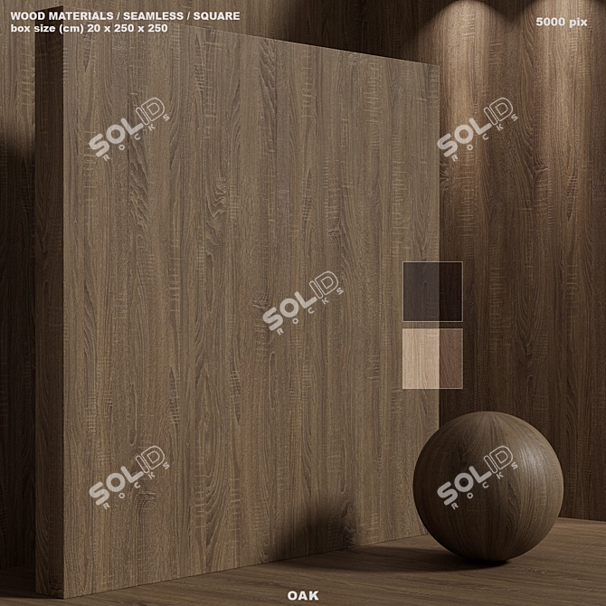 Seamless Oak Wood Material Set 3D model image 1